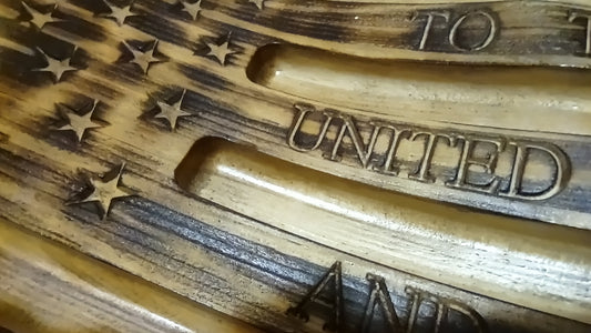 Waving Wooden American Flag