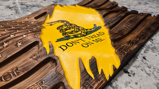 Waving Wooden Gadsden American Flag