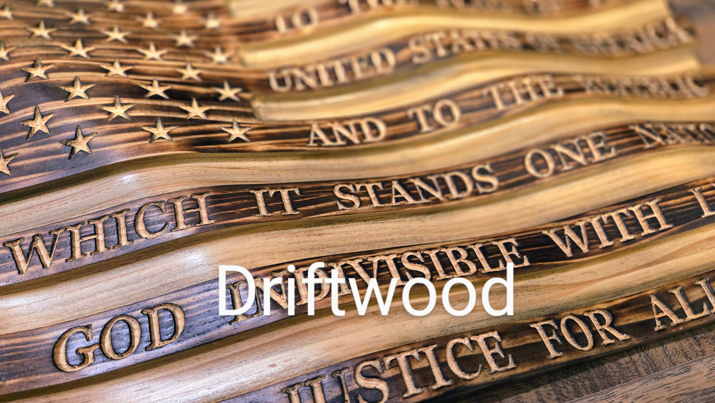 Waving Wooden American Flag
