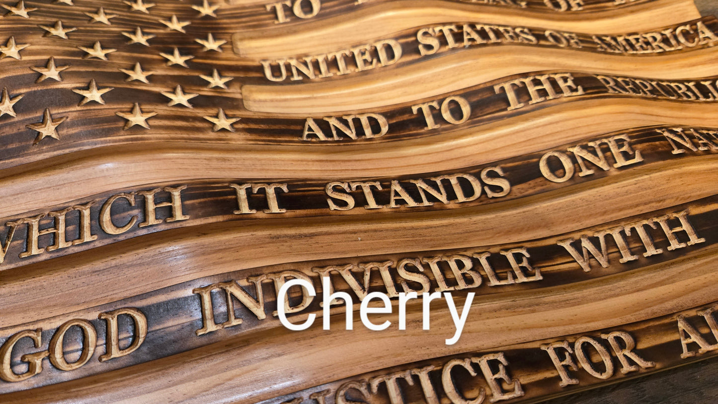 Waving Wooden American Flag